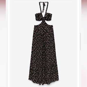 Zara Floral Halter Dress with cutouts